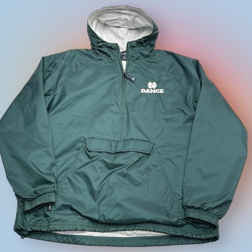 NOTRE DAME DANCE Women’s Medium Green Pullover Windbreaker Hooded Jacket